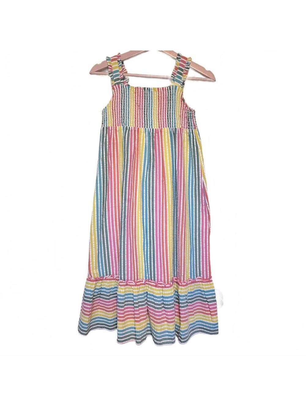 Boden Seersucker Pastel Striped Sundress | Girls Size Large (11-12 years)